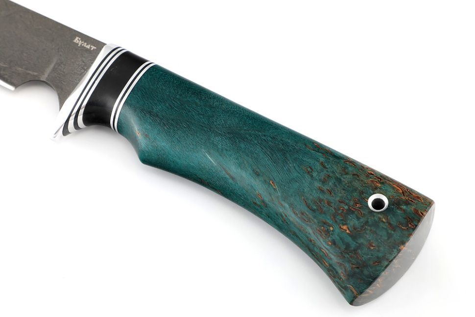 Нож Комар (булат, карельская берёза зеленая)