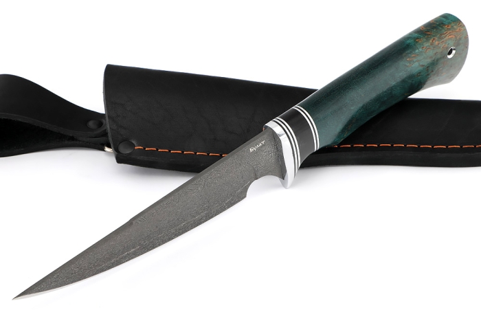 Нож Комар (булат, карельская берёза зеленая)