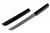 Нож Самурай большой (дамаск, черный граб) деревянные ножны