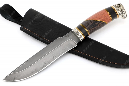 Нож Викинг (Р18, рукоять чёрный граб, венге, бубинга, мельхиор)