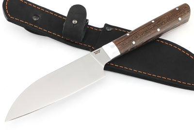 Кухонный нож Сантоку малый кованая сталь 95x18 рукоять венге цельнометаллический