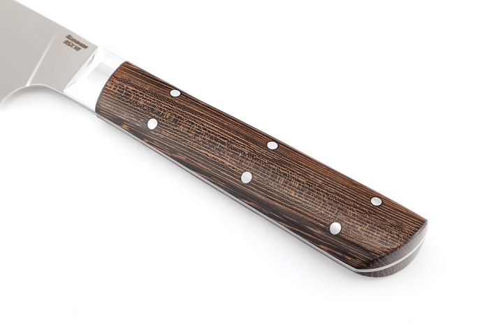 Кухонный нож Сантоку малый кованая сталь 95x18 рукоять венге цельнометаллический