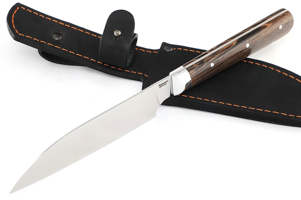 Кухонный нож Сантоку малый кованая сталь 95x18 рукоять венге цельнометаллический