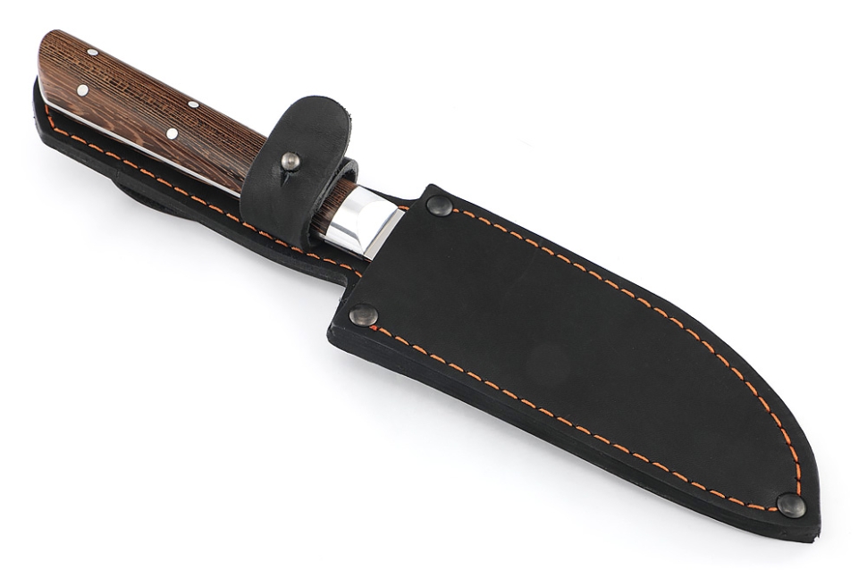 Кухонный нож Сантоку малый кованая сталь 95x18 рукоять венге цельнометаллический