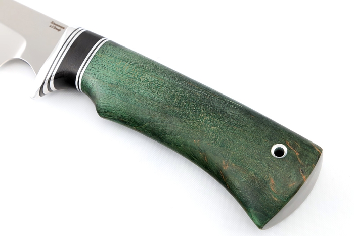 Нож Комар (х12МФ, вставка черный граб, карельская берёза зеленая)