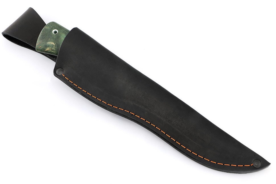 Нож Комар (х12МФ, вставка черный граб, карельская берёза зеленая)