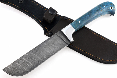 Нож Узбек (дамаск, стабилизированная карельская берёза) цельнометаллический