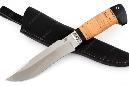 Нож Викинг (порошковая сталь M390, береста, гарда мельхиор)