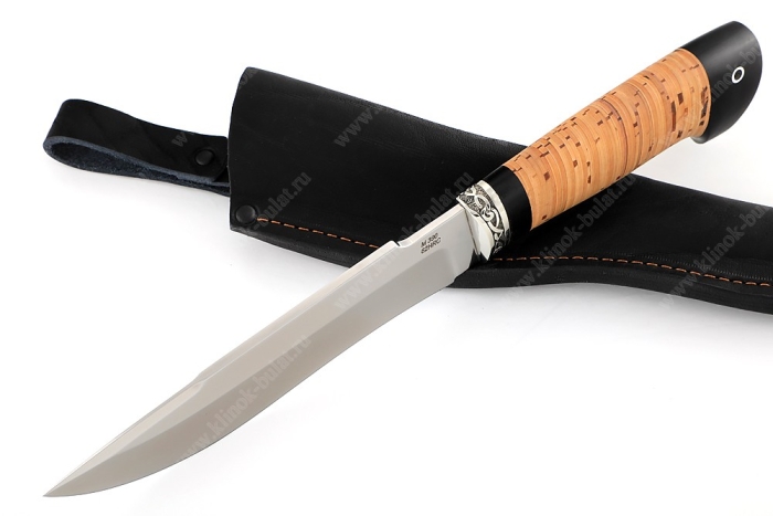Нож Викинг (порошковая сталь M390, береста, гарда мельхиор)