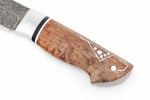 Нож Стрела (ламинат - 9ХС и дамаск с никелем, коричневая стабилизированная карельская берёза с инкрустацией) формованные ножны - Нож Стрела (ламинат - 9ХС и дамаск с никелем, коричневая стабилизированная карельская берёза с инкрустацией) формованные ножны