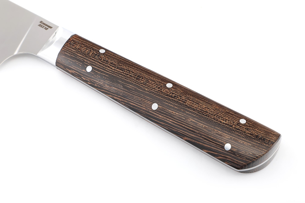 Кухонный нож Сантоку средний кованая сталь 95x18 рукоять венге цельнометаллический