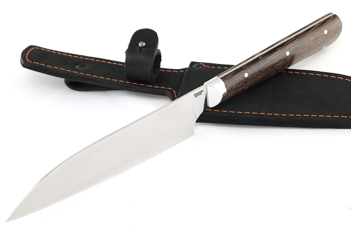 Кухонный нож Сантоку средний кованая сталь 95x18 рукоять венге цельнометаллический