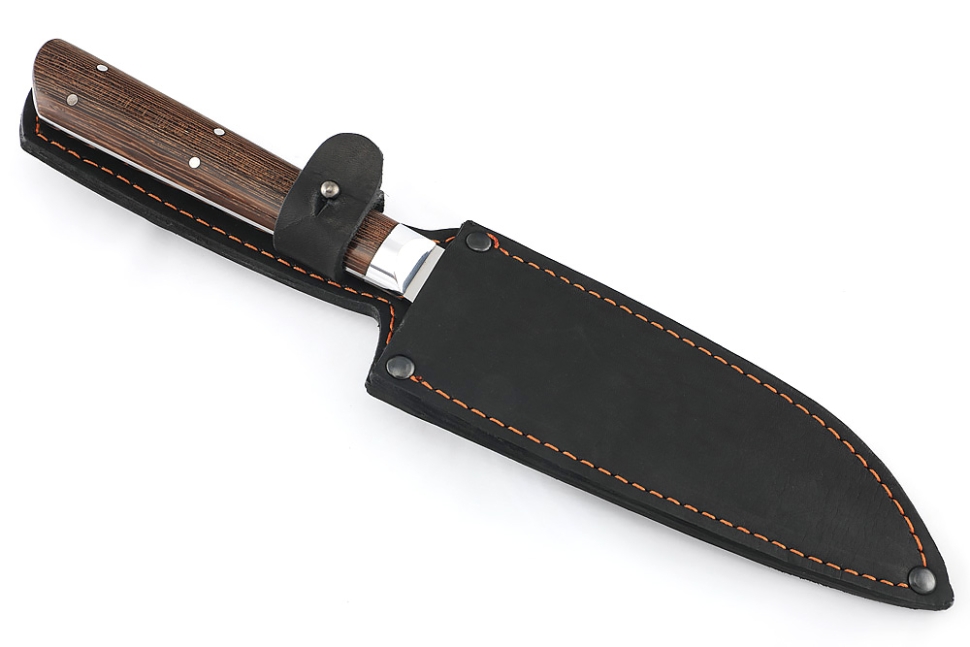 Кухонный нож Сантоку средний кованая сталь 95x18 рукоять венге цельнометаллический