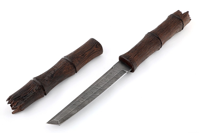 Нож Самурай (дамаск, венге, деревянные ножны) бамбуковая палочка