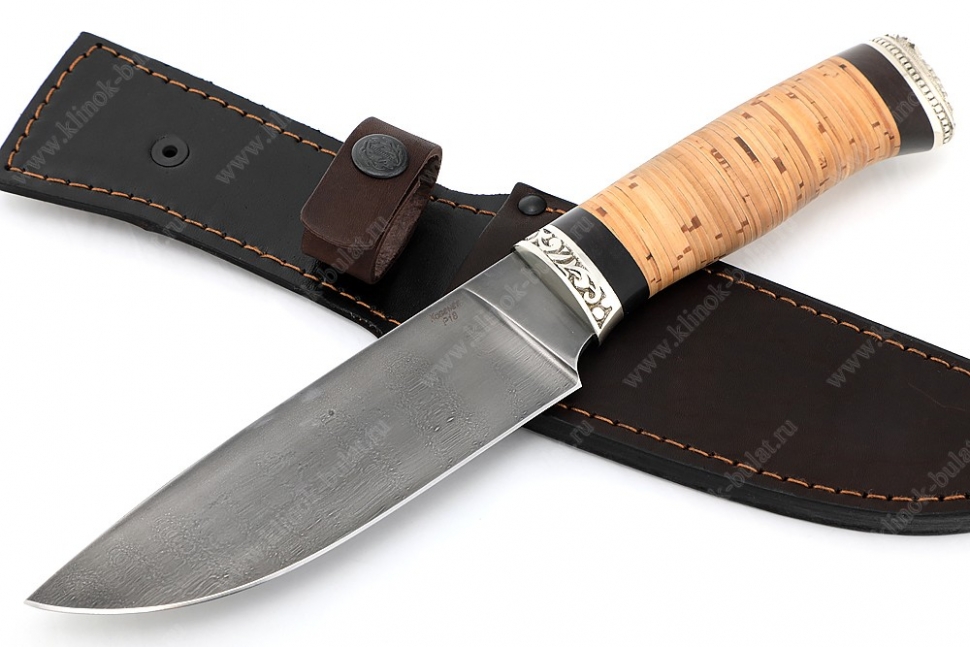 Нож Глухарь (Р18, береста - мельхиор)