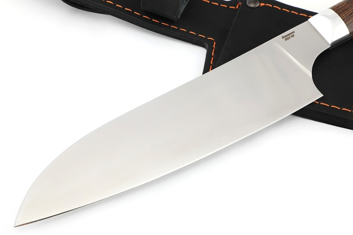 Кухонный нож Сантоку большой кованая сталь 95x18 рукоять венге цельнометаллический