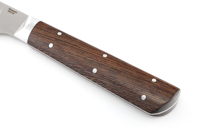 Кухонный нож Сантоку большой кованая сталь 95x18 рукоять венге цельнометаллический