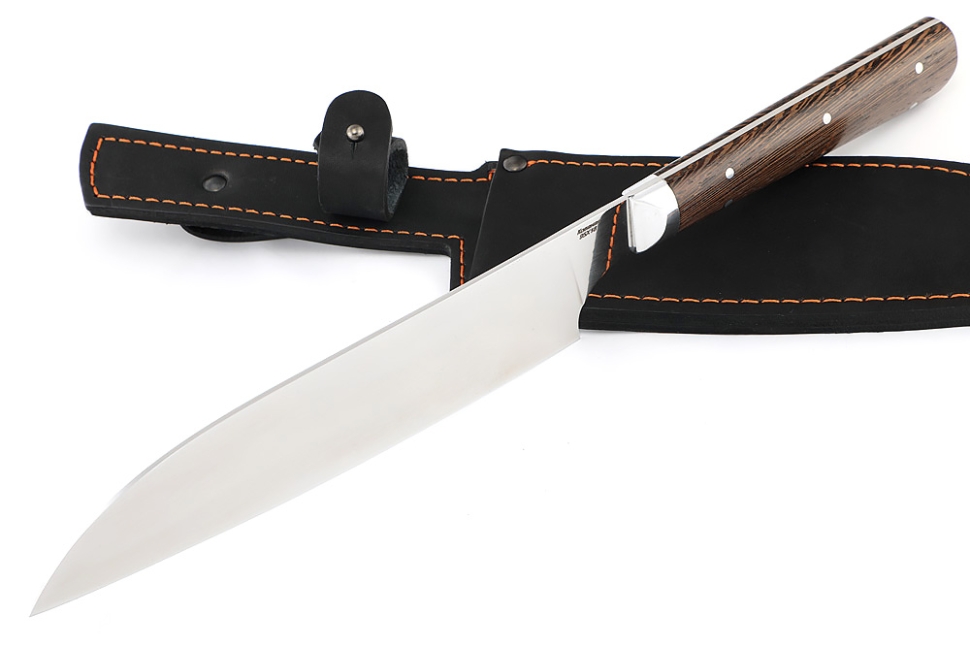 Кухонный нож Сантоку большой кованая сталь 95x18 рукоять венге цельнометаллический