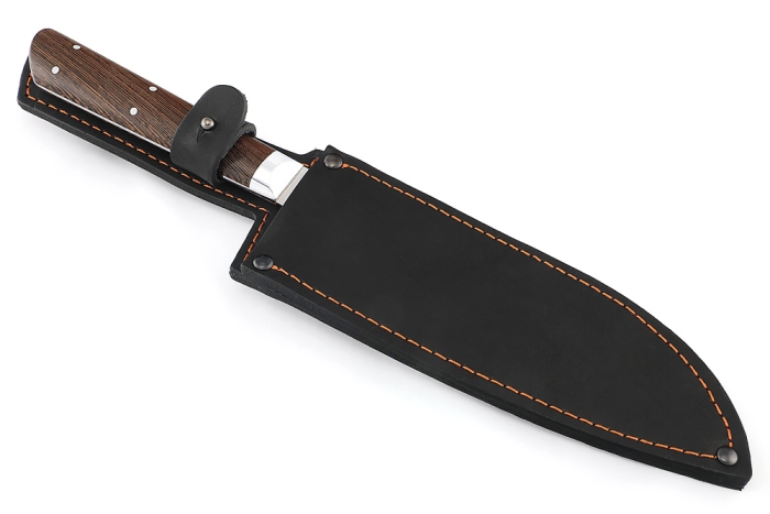 Кухонный нож Сантоку большой кованая сталь 95x18 рукоять венге цельнометаллический