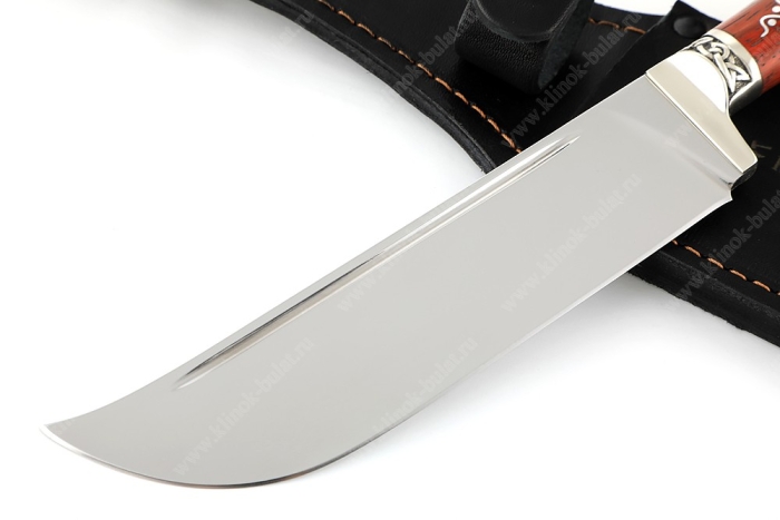 Нож Узбек-2 (х12МФ, падук, резная рукоять, инкрустация) резная рукоять, мозаичная втулка под темляк