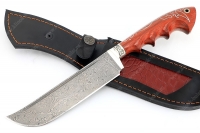 Нож Узбек-2 (нержавеющий дамаск, падук, резная рукоять, инкрустация) резная рукоять, мозаичная втулка под темляк