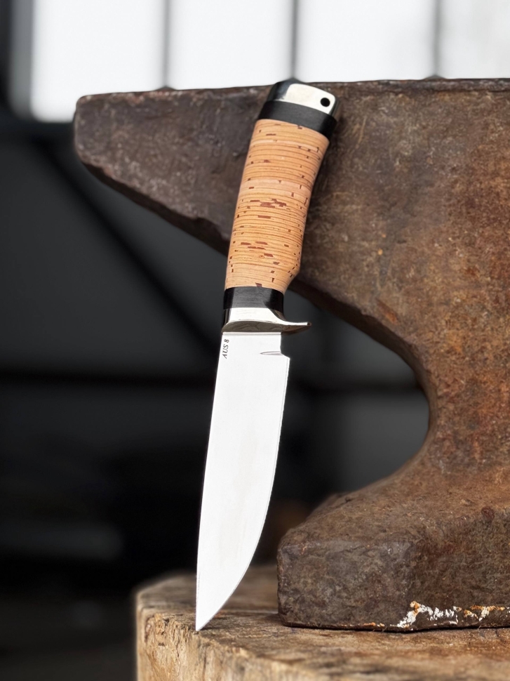 Нож Волк AUS-8 береста мельхиор 