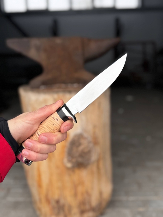 Нож Волк AUS-8 береста мельхиор 