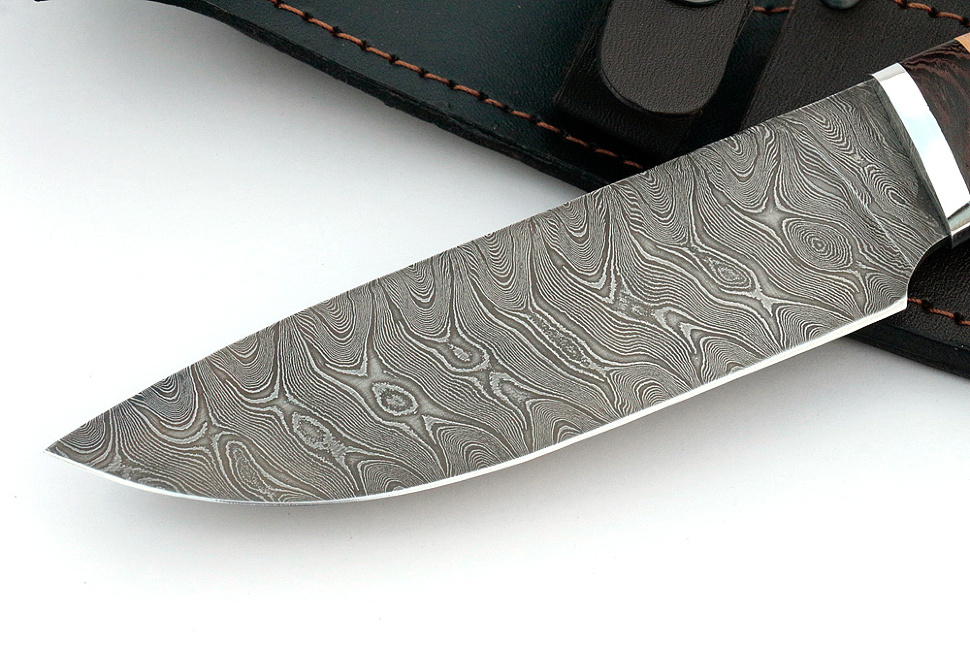 Нож Глухарь (дамаск, береста)