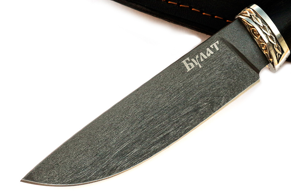 Нож Рысь (булат, чёрный граб - мельхиор)