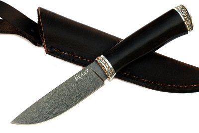 Нож Рысь (булат, чёрный граб - мельхиор)