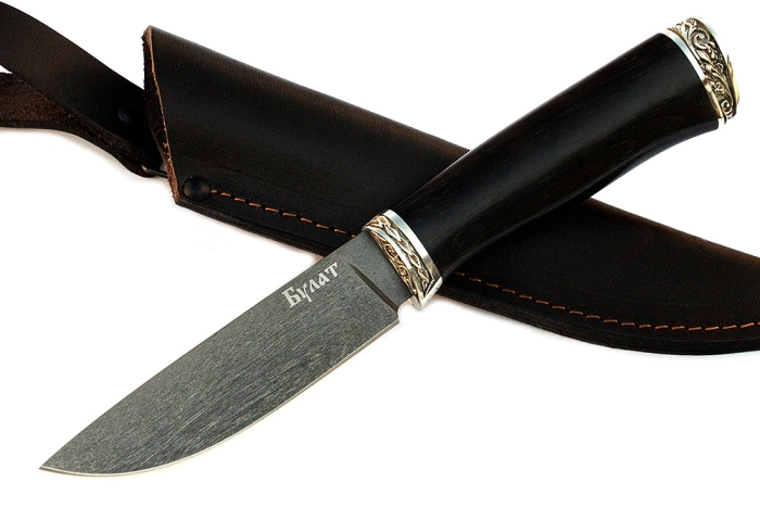 Нож Рысь (булат, чёрный граб - мельхиор)