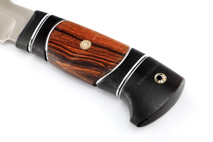 Нож Викинг (S390, больстер G10, рукоять айронвуд, чёрный граб) мозаичные пины