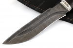 Нож Викинг (дамаск-долы, чёрный граб - мельхиор со змеёй) резная рукоять - Нож Викинг (дамаск-долы, чёрный граб - мельхиор со змеёй) резная рукоять