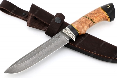 Нож Скат (Р18, рукоять наборная чёрный граб, карельская берёза, фибра)