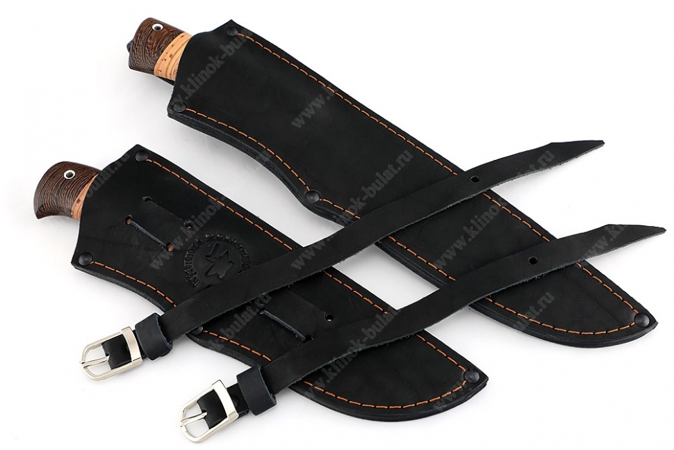 Рыболовная спарка - нож Филейный средний и нож Судак большой (х12МФ stone wash, береста)