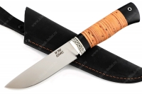 Нож Рысь (порошковая сталь M390, береста, гарда мельхиор)