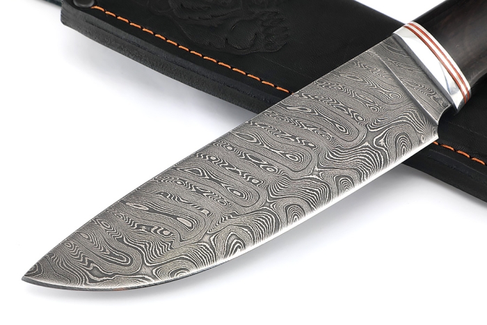 Нож Глухарь (дамаск, чёрный граб)