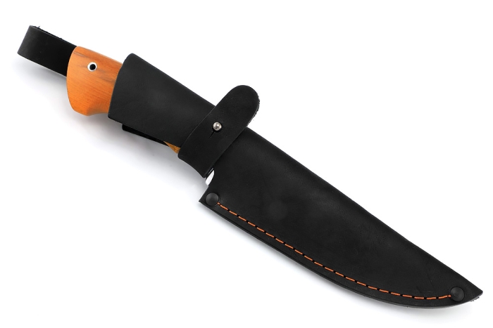 Нож Скат (булат, карельская берёза янтарная, вставка черный граб)