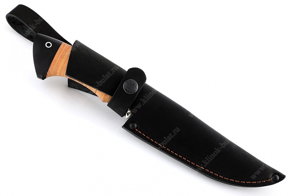 Нож Скат (порошковая сталь M390, береста, гарда мельхиор)