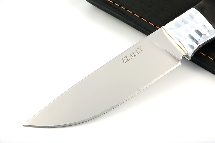 Нож Рысь (порошковая сталь ELMAX, рукоять чёрный граб обточенный под камень) цельнометаллический