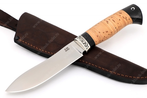Нож Сафари (порошковая сталь М390, рукоять береста, больстер мельхиор)