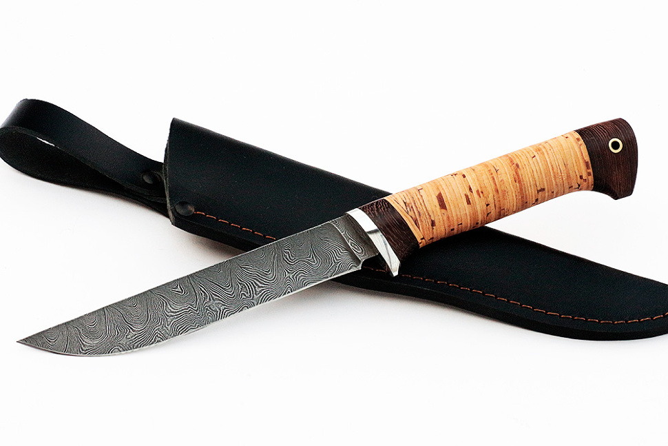 Нож Зубатка (дамаск, береста)