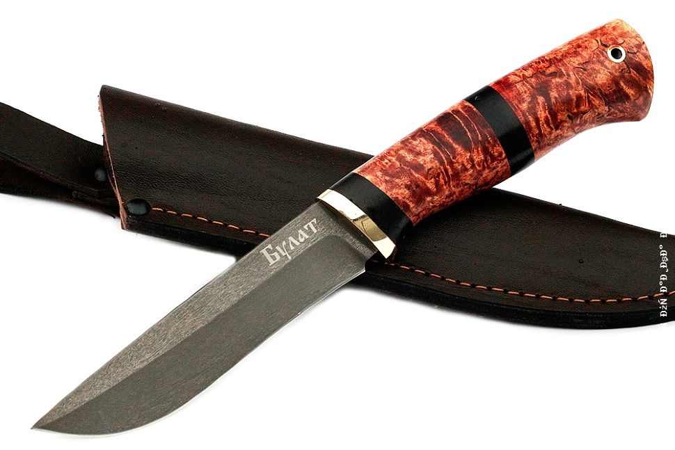 Нож Соболь (булат, карельская берёза)