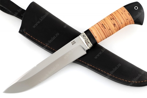 Нож Таран (порошковая сталь M390, береста, гарда мельхиор)
