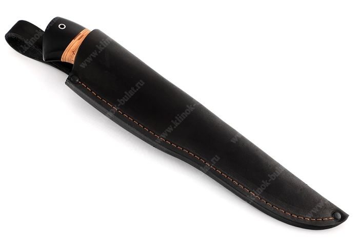 Нож Таран (порошковая сталь M390, береста, гарда мельхиор)