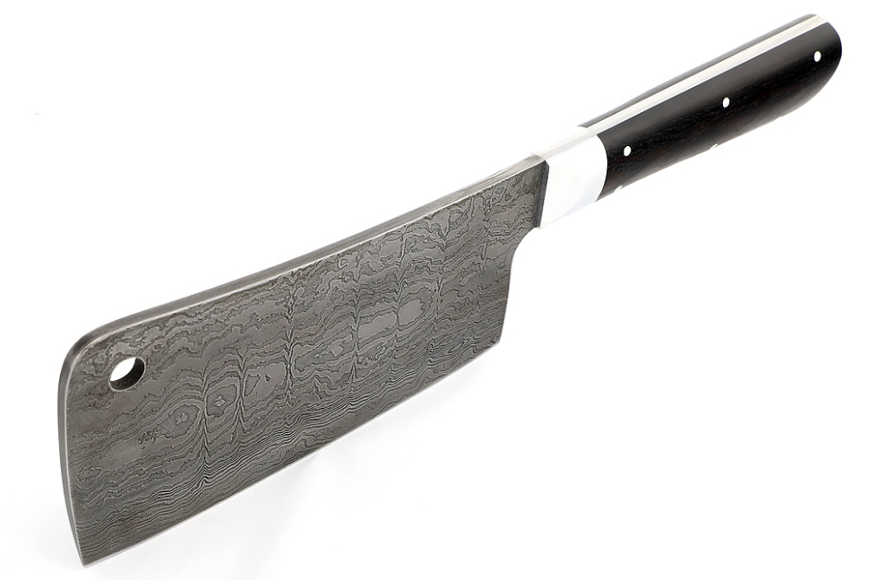 Кухонный Топорик сталь дамаск рукоять дюраль черный граб цельнометаллический