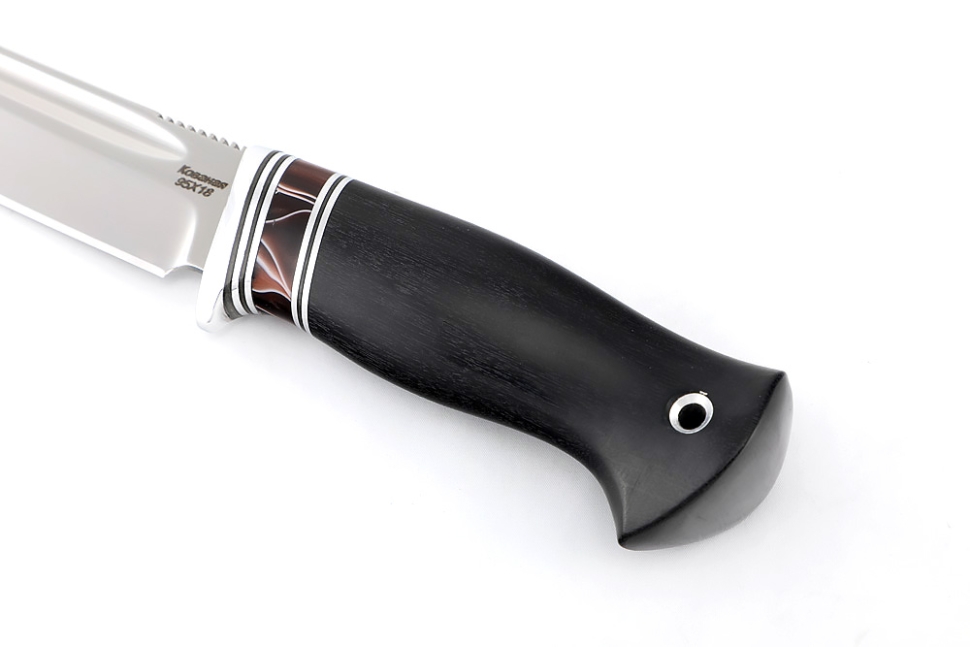 Нож Малыш (95Х18 рукоять вставка акрил коричневый, черный граб)