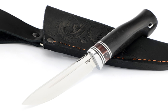 Нож Малыш (95Х18 рукоять вставка акрил коричневый, черный граб)