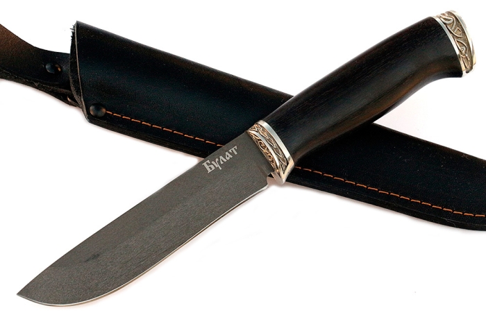 Нож Сокол (булат, чёрный граб - мельхиор)