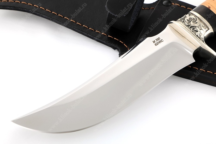 Нож Легион (порошковая сталь М390, береста, гарда мельхиор)
